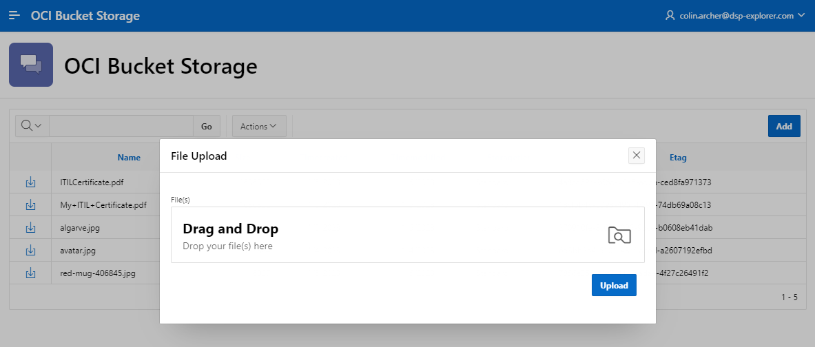 Setting up OCI Bucket storage and accessing from APEX